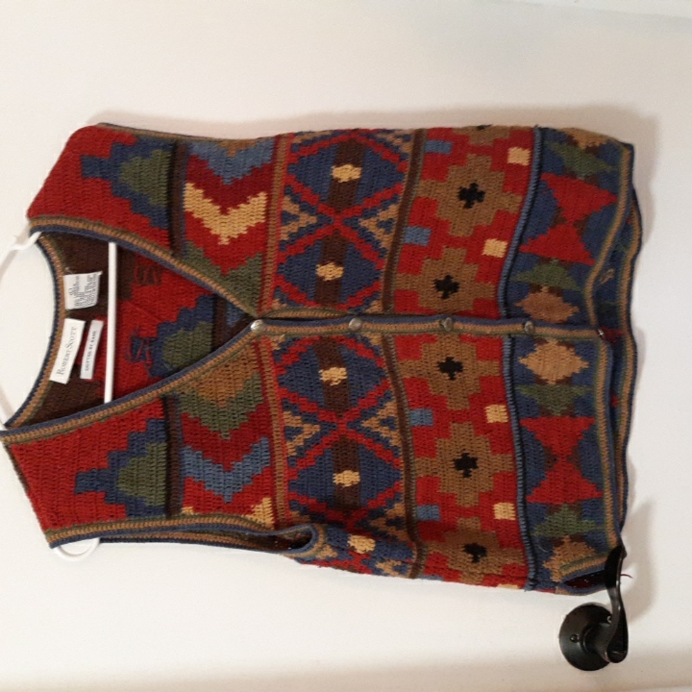 Southwestern style Vest. Multi colored. Button down front